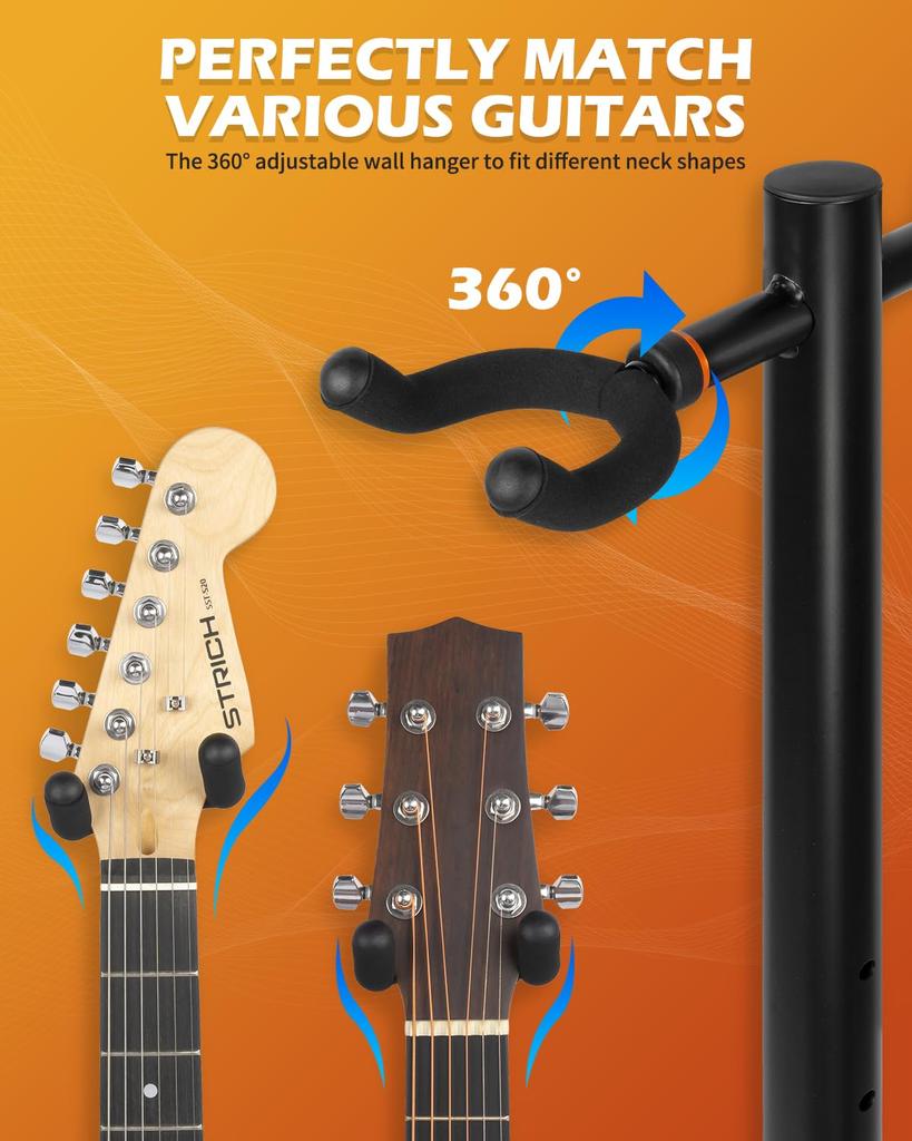 Стойка для гитары STRICH с 4 регулируемыми уровнями для акустической электрогитары, бас-гитары, банджо, стойка для мультигитары, 4 держателя, черная FH-S4