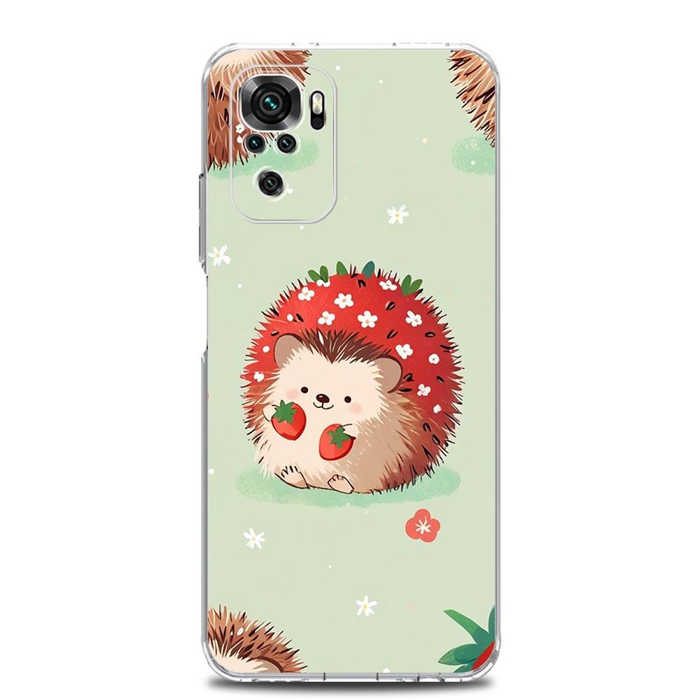Phone Case For Xiaomi Redmi Note 14 13 12 4G 9S 9 10 11 Pro Plus 5G 14C 13C 12C 10C 9A Clear Soft TPU Cover Cute Little Hedgehog