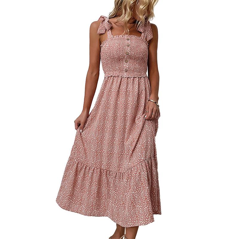 Летние женские длинные платья без бретелек с высокой талией и принтом с бантом и сломанным цветком