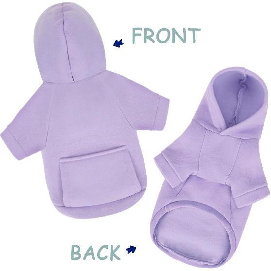 Winter Dog Hoodie with Pockets - Solid Color Polycotton Sweatshirt for Small, Medium, and Large Dogs - Soft, Warm, Cozy Pet Clothing for Cold Weather