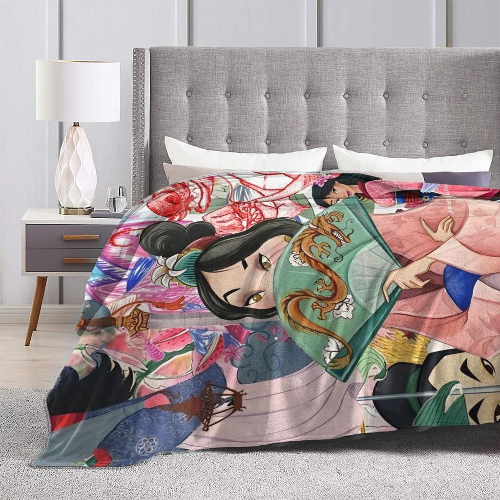Mulan Cartoon Blankets Airplane Travel Flannel Throw Blanket For Outdoor Soft Warm Custom Quality Bedspread Birthday Gift