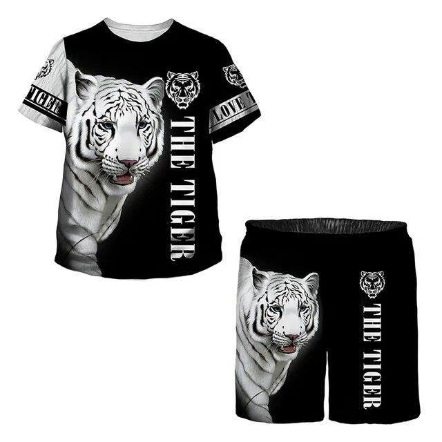 Детская одежда для детей от 1 до 14 лет, модный костюм для мальчиков и девочек, летняя детская футболка с короткими рукавами и тигром, повседневная уличная одежда с 3D принтом