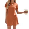 Women's Coverups Short Sleeve T-Shirt Dress Casual Side Slit Loose Fit Knee Length Beach Dress