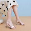 White Word with Sandals Women's Thick Heel Temperament 2025 Summer New Fashion Open-toed Waterproof Table High Heels Are Not Tired