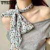 Women's Spring Summer Round Dot Printed Silk Scarves Retro Elegant Fashion Versatile Casual Thin Long Scarves