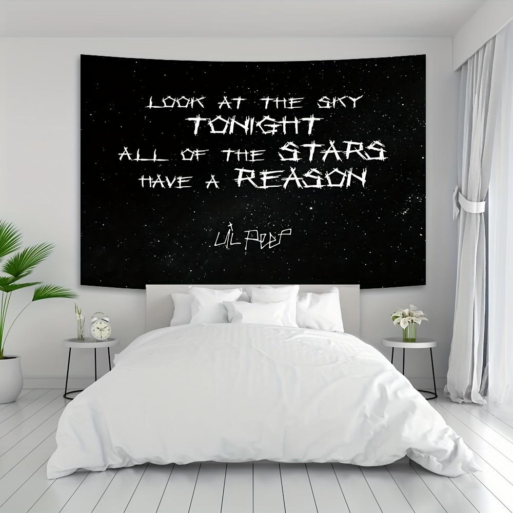 VIKAMA Lil Peep Starry Sky Quotes Tapestry StarStudded Trendy Living Room Backdrop Musician Studio Subculture Theme Decor