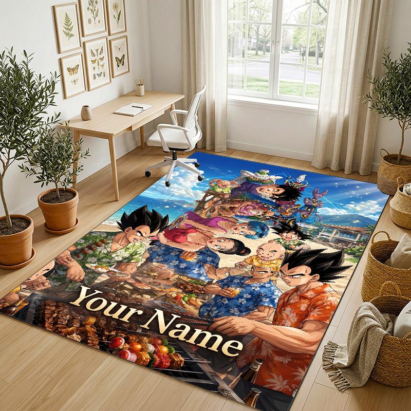Personalized Crystal Velvet Carpet,Dragon Ball Custom Printed Name, Plush Area Rug For Home Indoor Decor