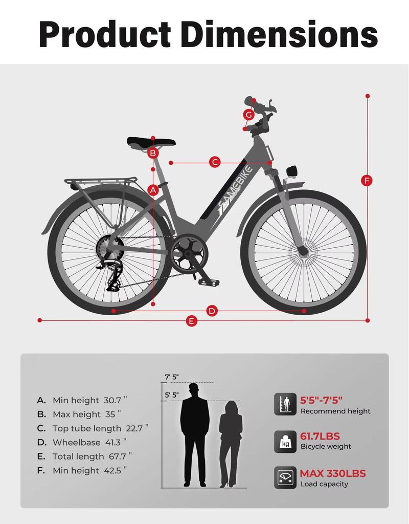 E-Bike New model SAMEBIKE RS-A01 Pro-T 36V15AH Removable Battery Electric Bike 26-Inch Tire Commuting Electric Bicycle