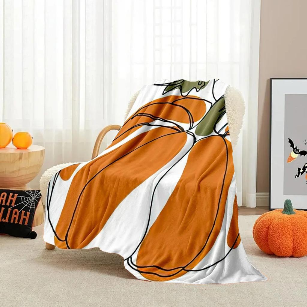 Cute Blanket With Autumns Elements, Warm Flannel Blanket