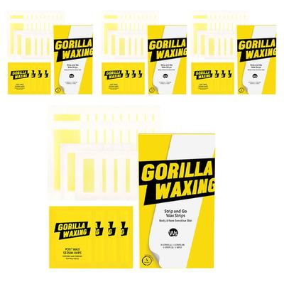 Набор Gorilla Waxing Strip & Go Восковые полоски для всех зон и Салфетки-сыворотка после депиляции, 4 шт.