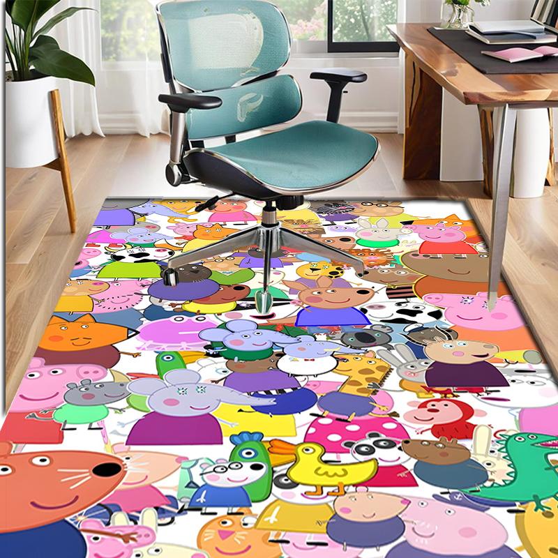 Peppa Pig Pattern Rug, Indoor/Outdoor Mat, for Picnic, Gameroom, Bedroom, Office, Living Room, Home Decor Carpet, Birthday Gift