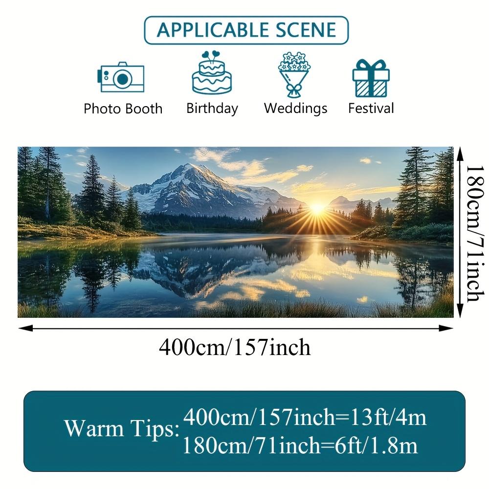 One 2D flat-printed autumn mountain lake scenery garage door banner, classic outdoor decoration, large fabric cover