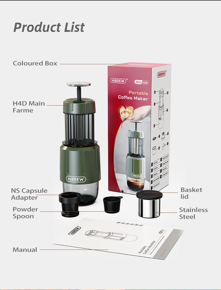 HiBREW H4D 2-in-1 Portable Hand-Pump Coffee Machine Built-in Cup