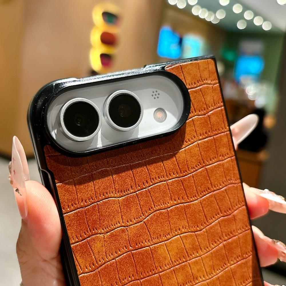 Для iPhone DUO Роскошный кожаный чехол с текстурой крокодила, жесткий, ударопрочный, защищающий от царапин, для iPhone Fold, задняя крышка