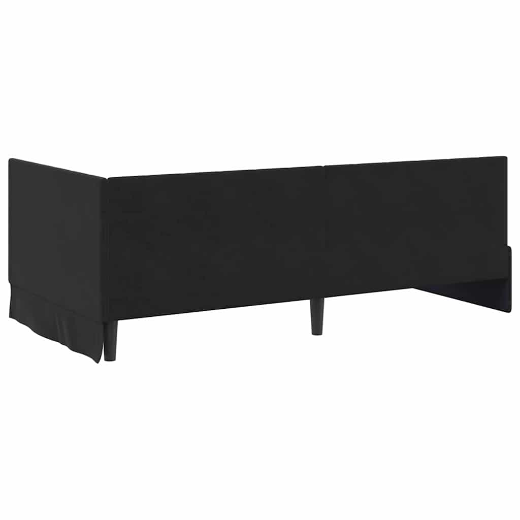 L shaped bed frame with headboard black 100 cm x 200 cm velvet