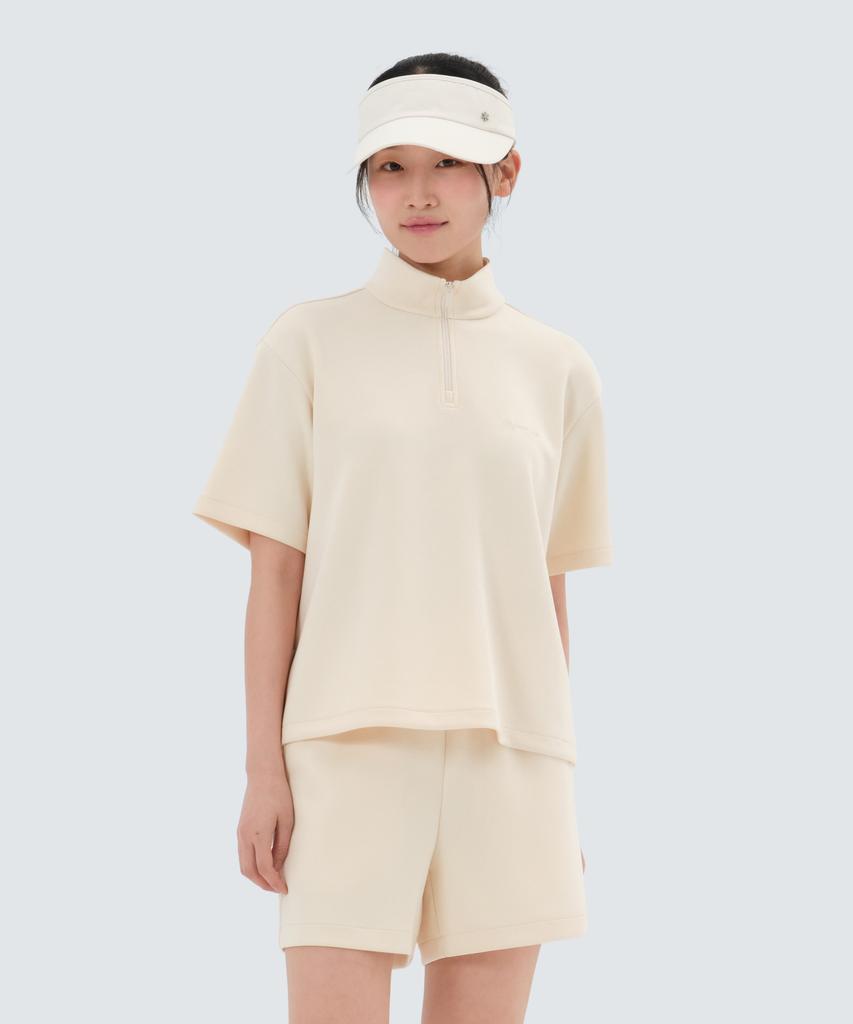 SNOWPEAK APPAREL Шелковая женская футболка с коротким рукавом и полумолнией (S25Mwfzt05) Пастельно-желтый