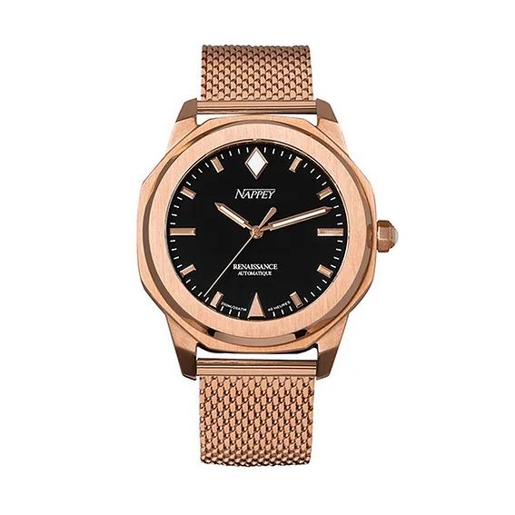 Nappey Часы Renaissance Rose Gold And Black Milanese Automatic NY41-BD1M-6B9A 200M Unisex