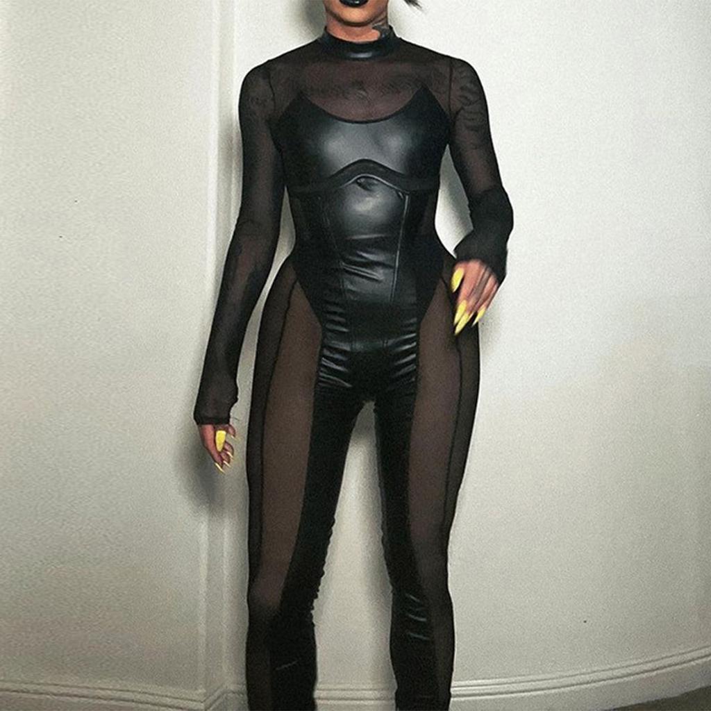 Женское сексуальное нижнее белье для вечеринок, сетчатый прозрачный боди с длинным рукавом