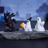 Разноцветная миниатюрная фигурка на Хэллоуин, смола, микро-ландшафт, мультяшный страшный кролик, статуэтка, украшения для вечеринки, тыква