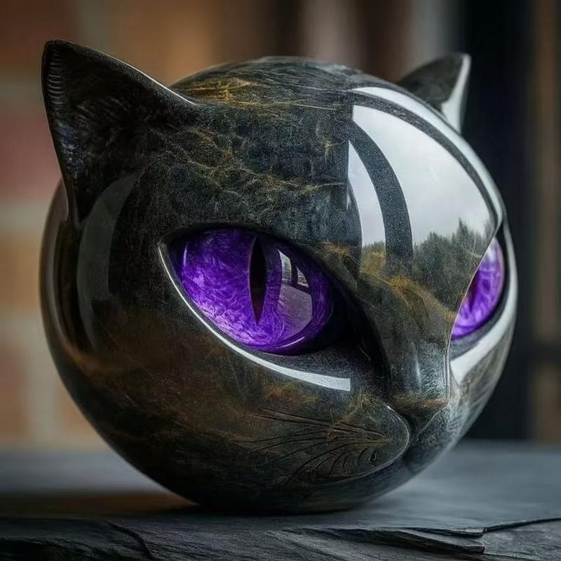 Хэллоуин Черная Кошка Каменная Фигурка Скульптура Текстура Кошка Камень Смола Украшение Кошка Статуя Домашний Офис Декор Книжной Полки Поделка
