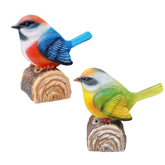 Птица-украшение со звуком птицы, срабатывающим от света, реалистичный вид, декоративная скульптура птицы для сада