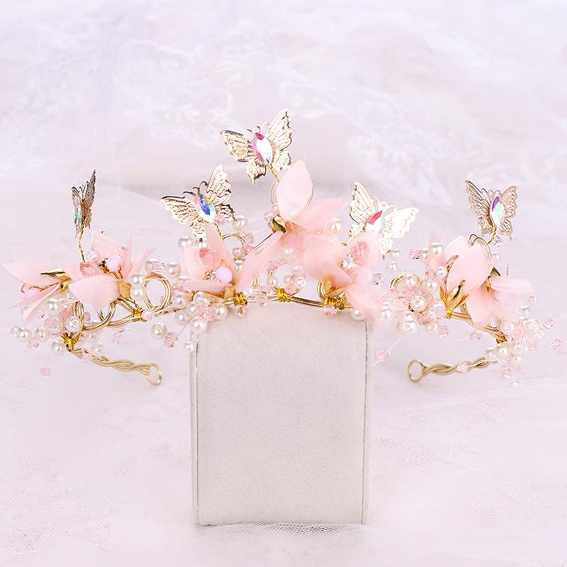 Корона невесты Головной убор Корейский стиль Плетеный из цветов Королевская корона Повязка на голову Принцесса Детское выступление Супер фея Аксессуар для волос с бабочками