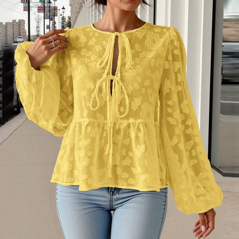 ZANZEA Женская повседневная кружевная круглая горловина с длинным рукавом полупрозрачная блузка