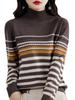 Женская мода, повседневный полосатый принт, осенне-зимние свитера с длинным рукавом и половиной водолазки