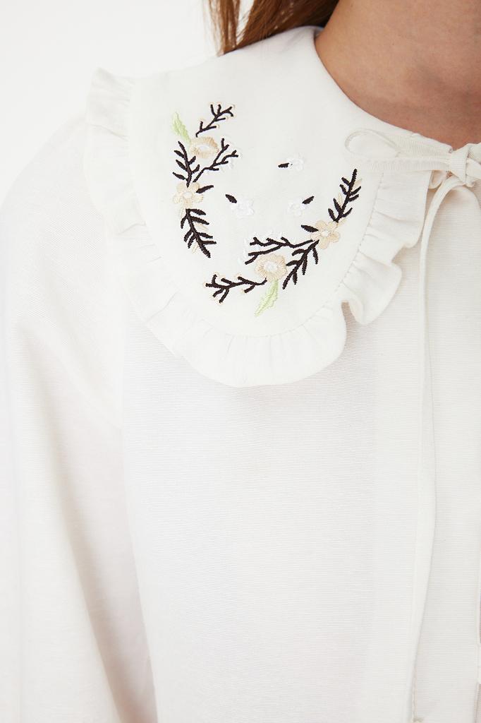 Женское модное новое платье-хиджаб с воротником корицы, вышитым полунашивкой, льняное тканое платье