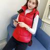 Women's Autumn and Winter Short Cotton Vest Solid Color Warm Hooded Jacket