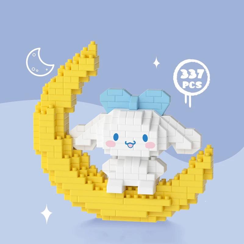 Лунные Строительные Блоки Светящиеся Cinnamoroll mymelody Kuromi Pompom Purin Модель для Сборки Кавайная Детская Игрушка Подарок на День Рождения