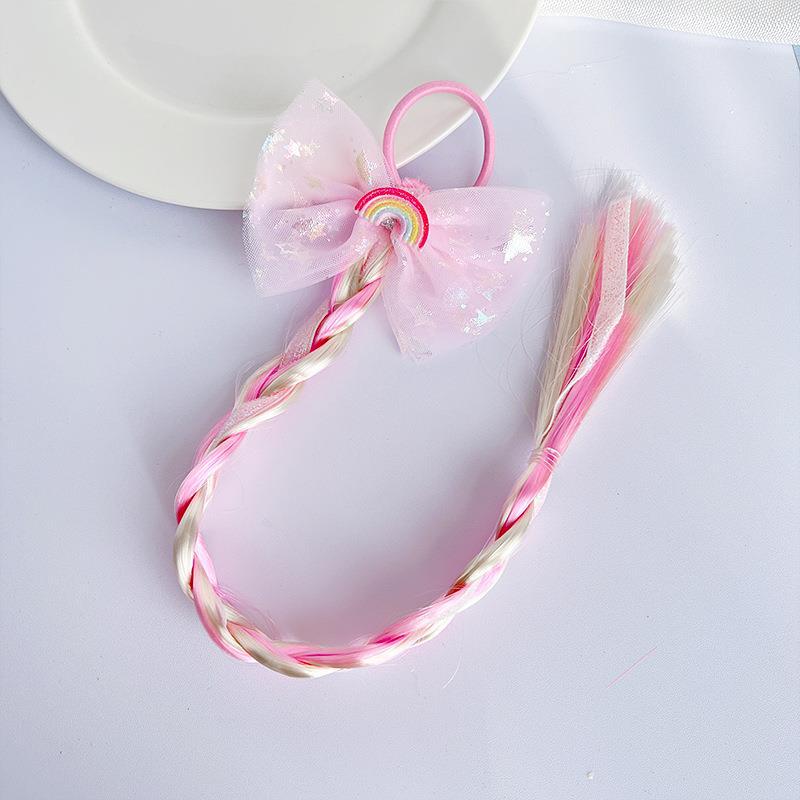 Милые парики, хвостик для детей, девочек ярких цветов, мультяшный бант-бабочка, хвостик, резинки для укладки волос, головные уборы, коса