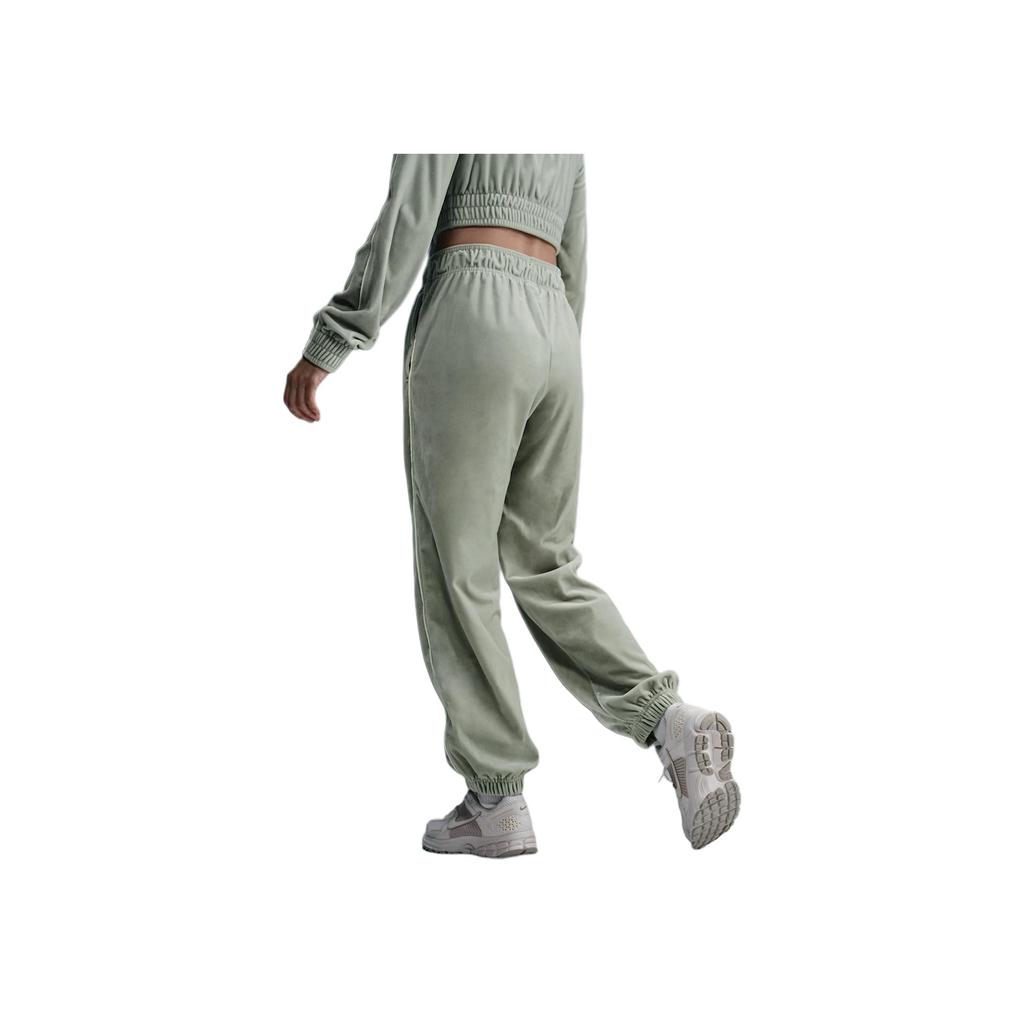 Nike Брюки женские повседневные на кулиске с манжетами с логотипом оливково-зеленые FZ3683-370