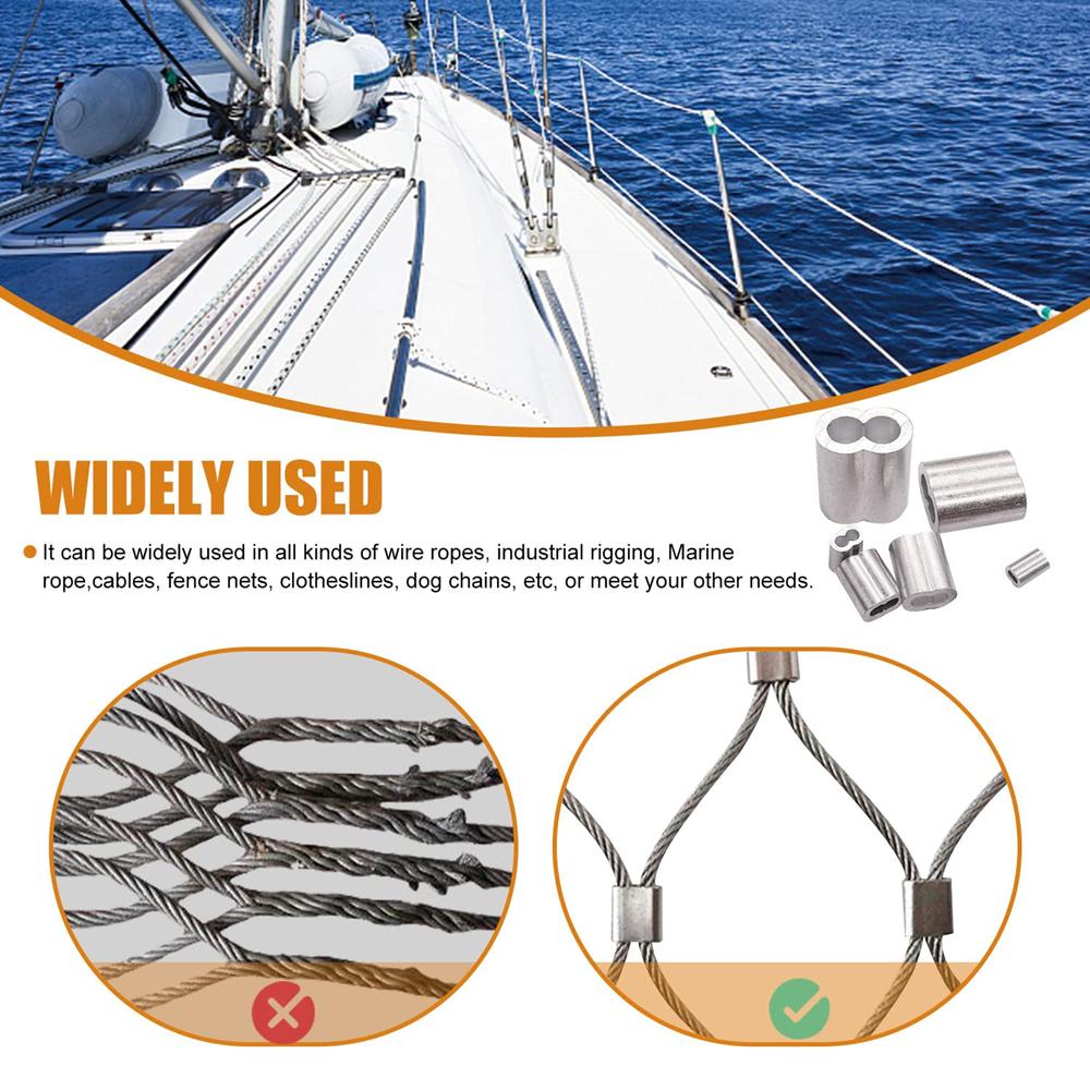 1-100Pcs Double Hole Cable Crimp Sleeve M1 to M12 Wire Ferrules 8-Shape Aluminum Cable Stopper Crimp Rope Hardware Accessories