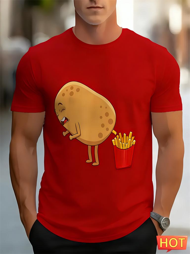 Funny Potato French Fries Graphic T Shirts For Unisex Fashion Summer Short Sleeve 3D Printed Tshirts Casual Oversized Kids Tees
