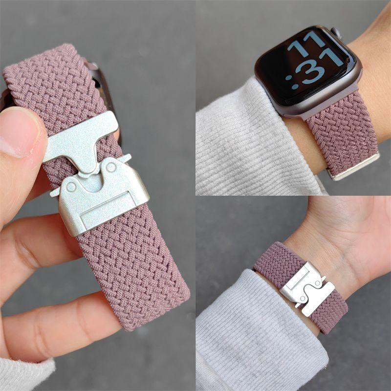 Нейлоновый тканый ремешок для Apple Watch S10-парашютная пряжка, дышащий спортивный сменный ремешок для iWatch 10/9/8/7/6/5/4/3/2/1/Se/Ultra/ultra2 49 мм 46 мм
