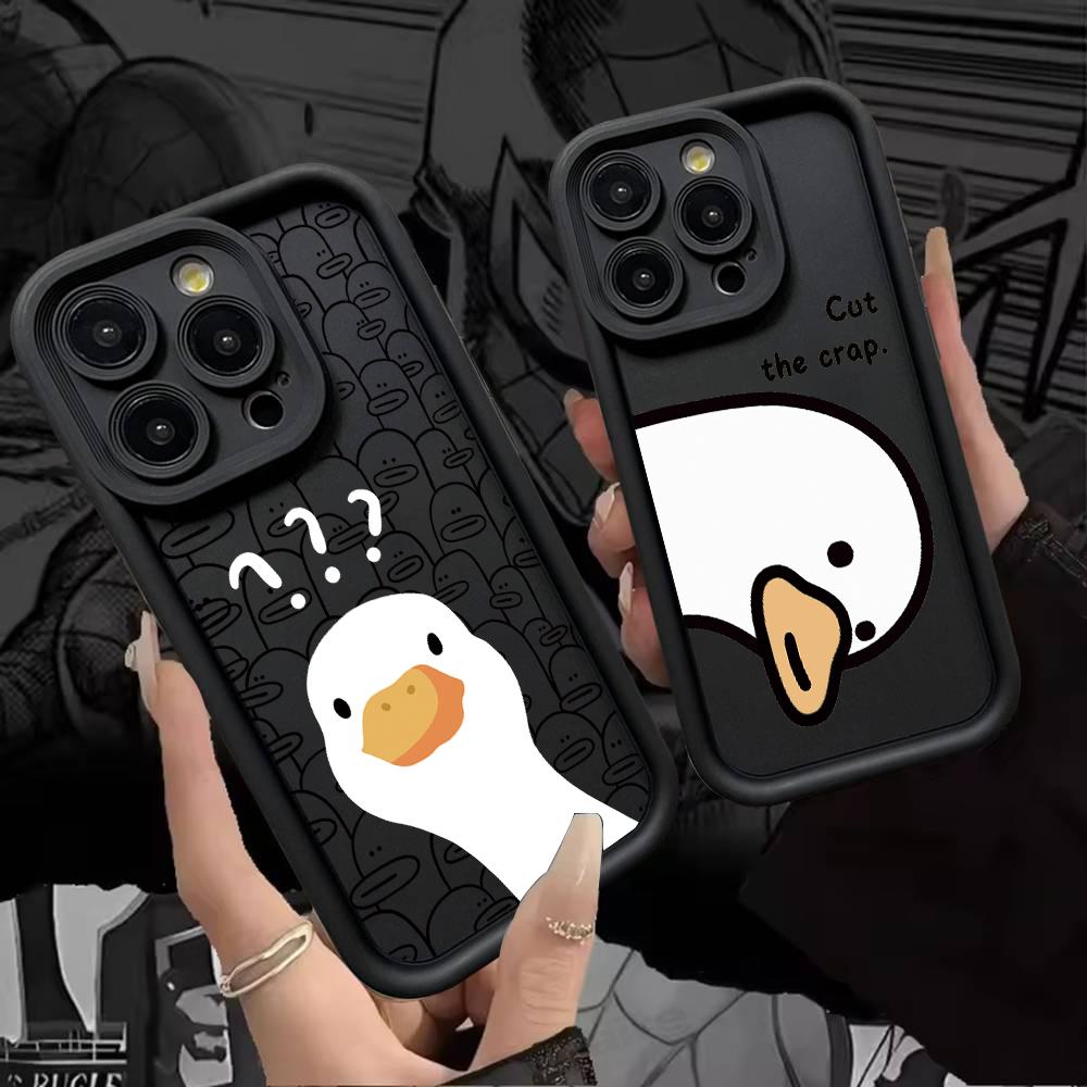 Мультяшный чехол для телефона с уткой и гусем для iPhone 17e 17 16e 16 15 14 13 12 11 Air Pro Max Mini XR XS X 7 8 6 6s Plus Мягкая задняя крышка из ТПУ