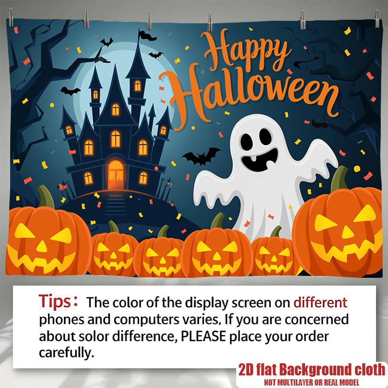 Party Backdrop Halloween Moon Flat Spooky Witch Photo Background Decor Party Decor