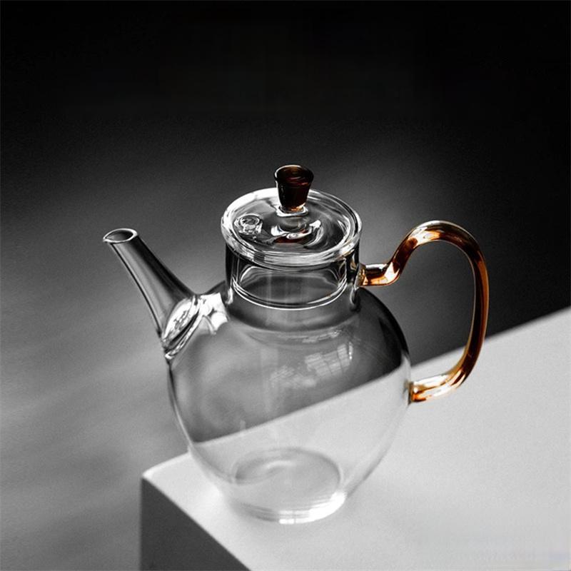 Чайник из боросиликатного стекла 210 мл, термостойкий, чайная утварь, набор для заваривания чая в стиле кунг-фу с фруктами и цветами