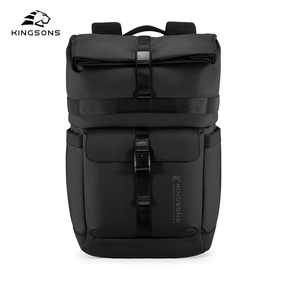 Men Backpack Kingsons 2025 New Fashion Concise Design Business For 15.6 Inch Laptop Waterproof College Student Boys School Bag Black / Gray KS3333W