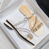 Fashion Summer Clear PVC Sandals Woman Flipflops Low Heels Flats Beach Slides Ladies 2-Ways Crystal Band Shoes Open Toe Sandalias Mujer