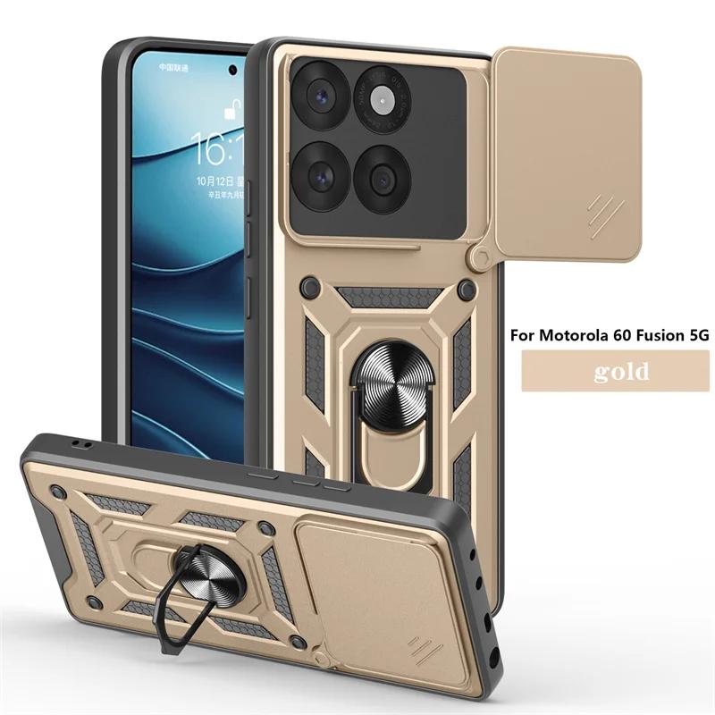 Для Motorola Edge 60 Fusion 5G Чехол Сдвижная шторка камеры Противоударный бронированный чехол для телефона Для Moto Edge60 Fusion Чехол-накладка с кольцом-держателем