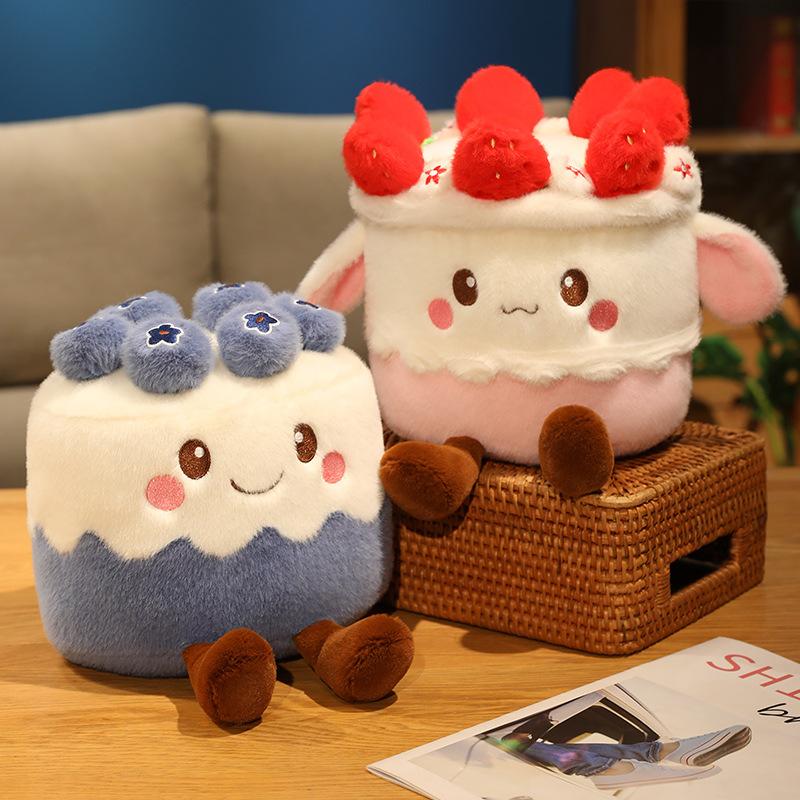 Плюшевые игрушки в виде имитации торта, кукла-десерт, кукла, милый клубничный торт, черничный торт, кукла, детский подарок