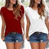 Летняя женская повседневная однотонная свободная футболка с круглым вырезом и коротким рукавом с кисточками, топ