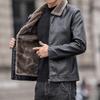 Новая кожаная куртка для мужчин, ветрозащитная дышащая мотоциклетная куртка с тонким меховым воротником, флисовая корейская модная уличная одежда, мужская одежда