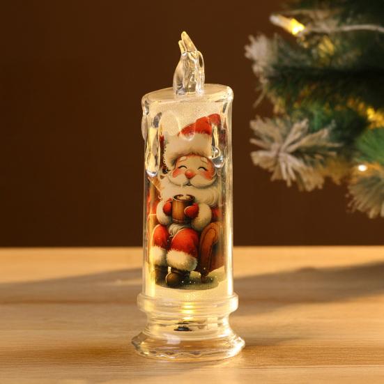 Рождественская светодиодная беспламенная свеча Рождественский снеговик Санта олень Мерцающие фальшивые столбовые свечи для праздничного домашнего декора