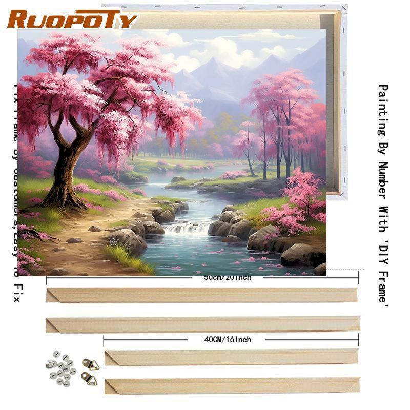 Рамка для рисования по номерам, наборы, фантастический речной пейзаж, картина, краска, окраска на нулевой основе, ручная роспись, уникальный подарок, домашний декор 40x50 см
