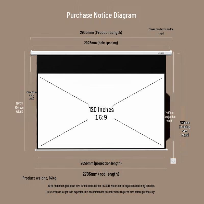 Deli 50454s Electric Remote Control Projector Screen