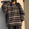Полосатый свободный пуловер, женский свитер с верхним верхом, простой повседневный ретро-стиль Харадзюку, весна-осень