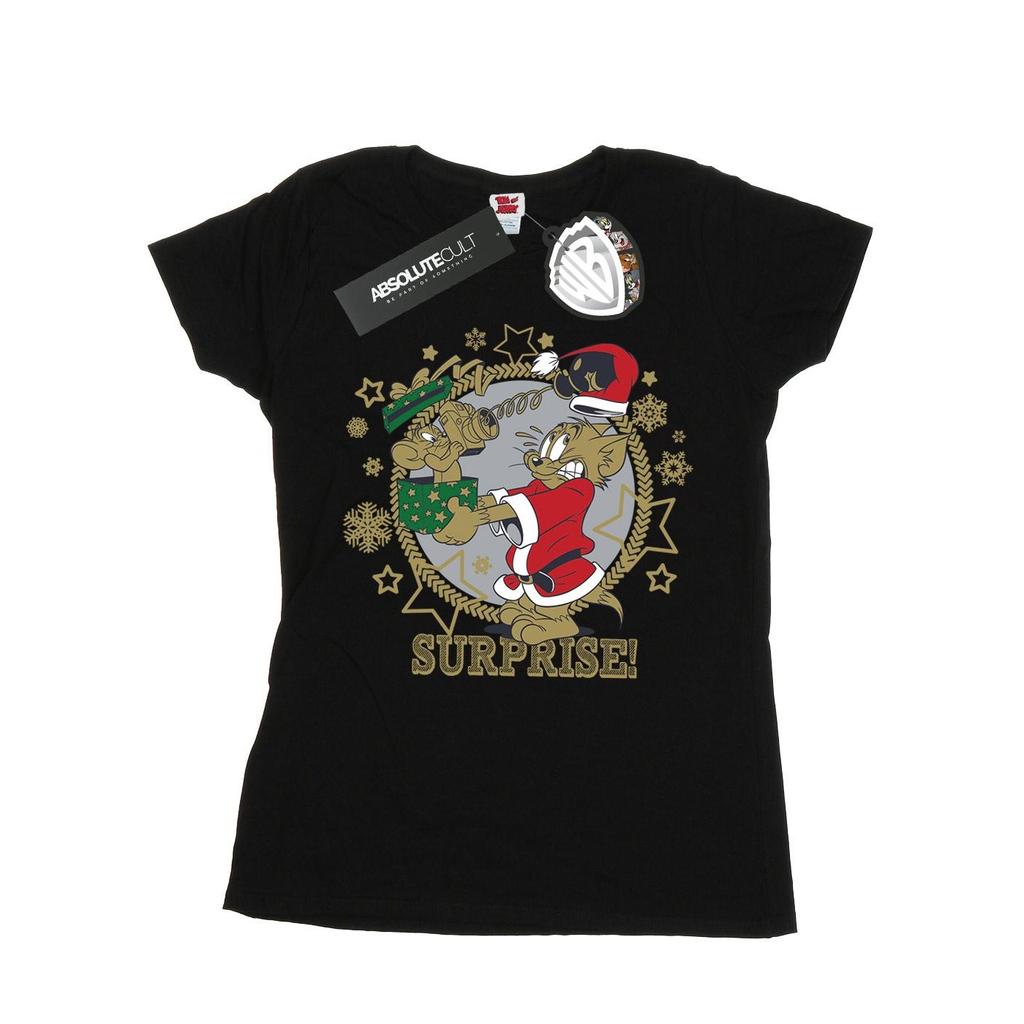 Tom And Jerry Womens/Ladies Christmas Surprise Cotton T-Shirt